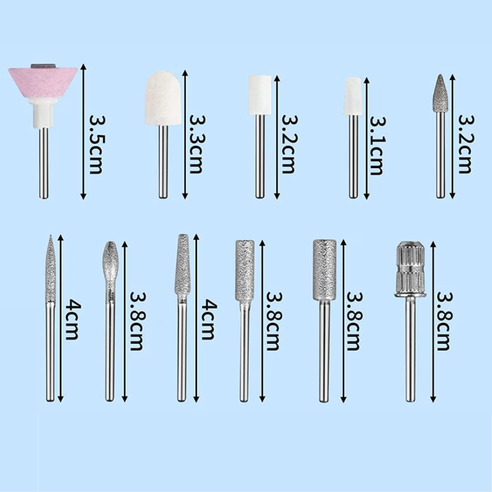 Freza unghii profesionala MaGeCa®, Pila electrica wireless pentru manichiura si pedichiura, Design ergonomic, Display, Baterie reincarcabila 350 mAh, 15000 RPM, 11 capete pentru pila, 6 benzi de slefu [7]