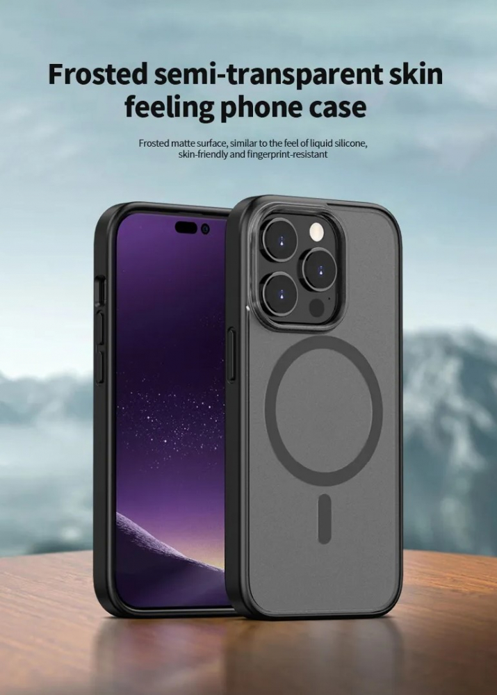 Husa de Protectie, Compatibila Apple Iphone 14 Pro Max, 15 Pro Max, MagSafe, Antisoc, Senzatie de Piele, Transparenta [3]