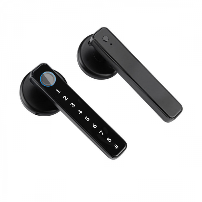 Incuietoare inteligenta MaGeCa, Control de la distanta, 5 moduri de acces, Aplicatia Tuya compatibila Android si IOS, Deblocare Amprenta, Card, Cod PIN, Cheie, Broasca inclusa, Neagra [1]