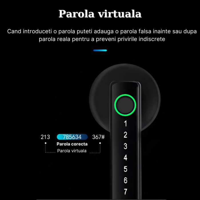 Incuietoare inteligenta MaGeCa, Control de la distanta, 5 moduri de acces, Aplicatia Tuya compatibila Android si IOS, Deblocare Amprenta, Card, Cod PIN, Cheie, Broasca inclusa, Neagra [3]