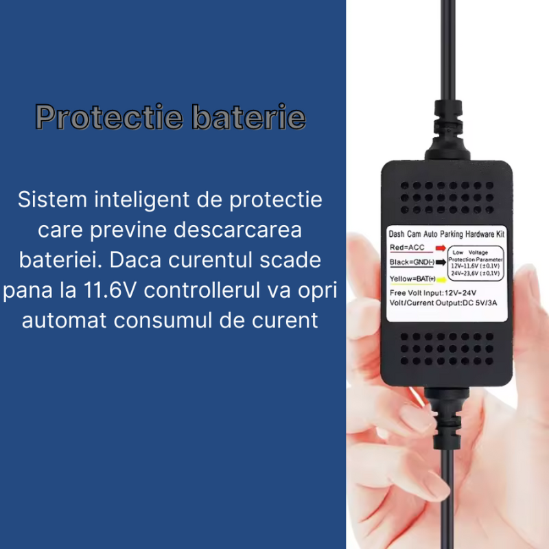 Kit alimentare continua camera auto la panoul de sigurante, 12-24V la Type-C 5V/3A, Lungime cablu 3.5m, protectie descarcare baterie, 4 adaptoare sigurante incluse [5]