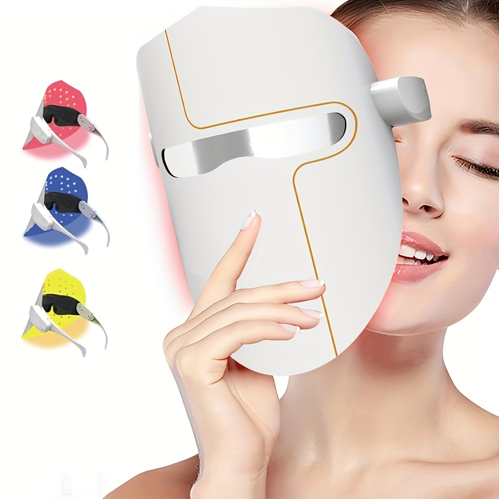 Masca faciala cu lumina LED, MaGeCa®, 3 culori, Terapie fotonica anti-acnee, Intretinerea si ingrijirea tenului, Eliminarea ridurilor, Intinerirea pielii, Alb [3]