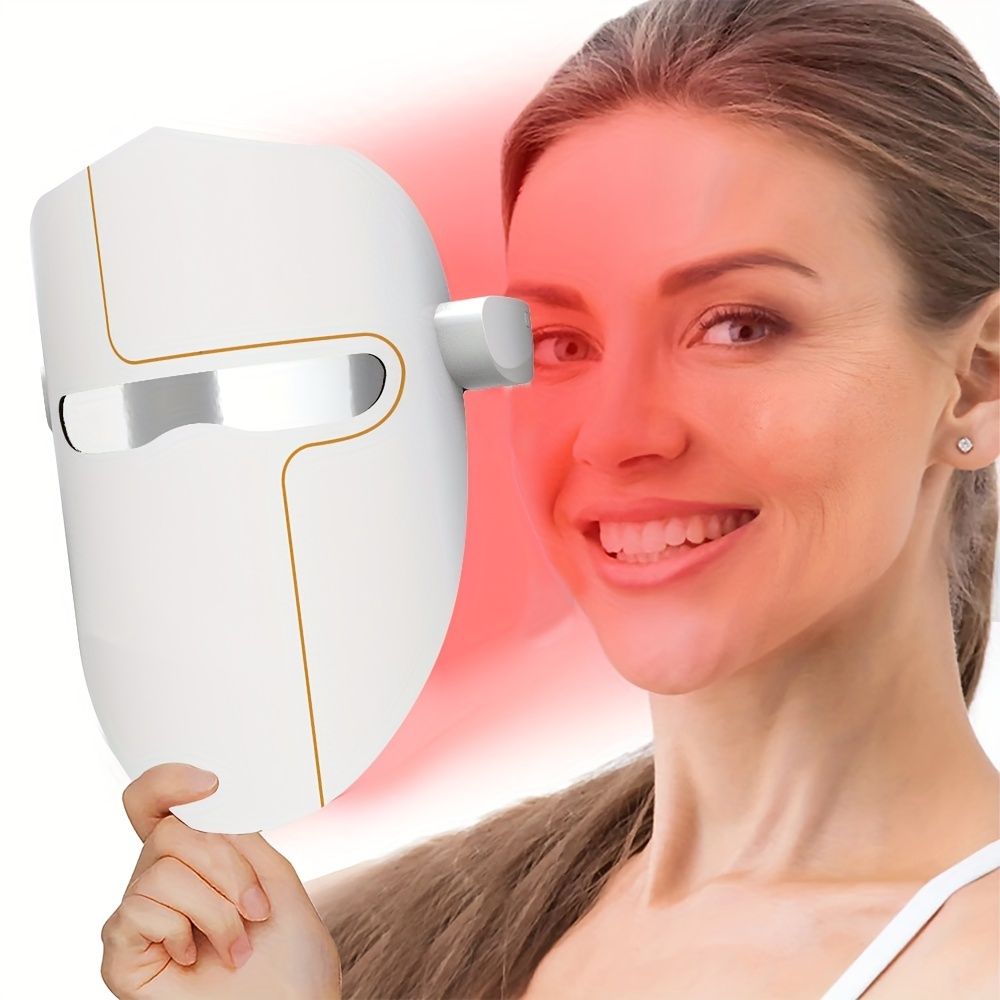 Masca faciala cu lumina LED, MaGeCa®, 3 culori, Terapie fotonica anti-acnee, Intretinerea si ingrijirea tenului, Eliminarea ridurilor, Intinerirea pielii, Alb [4]
