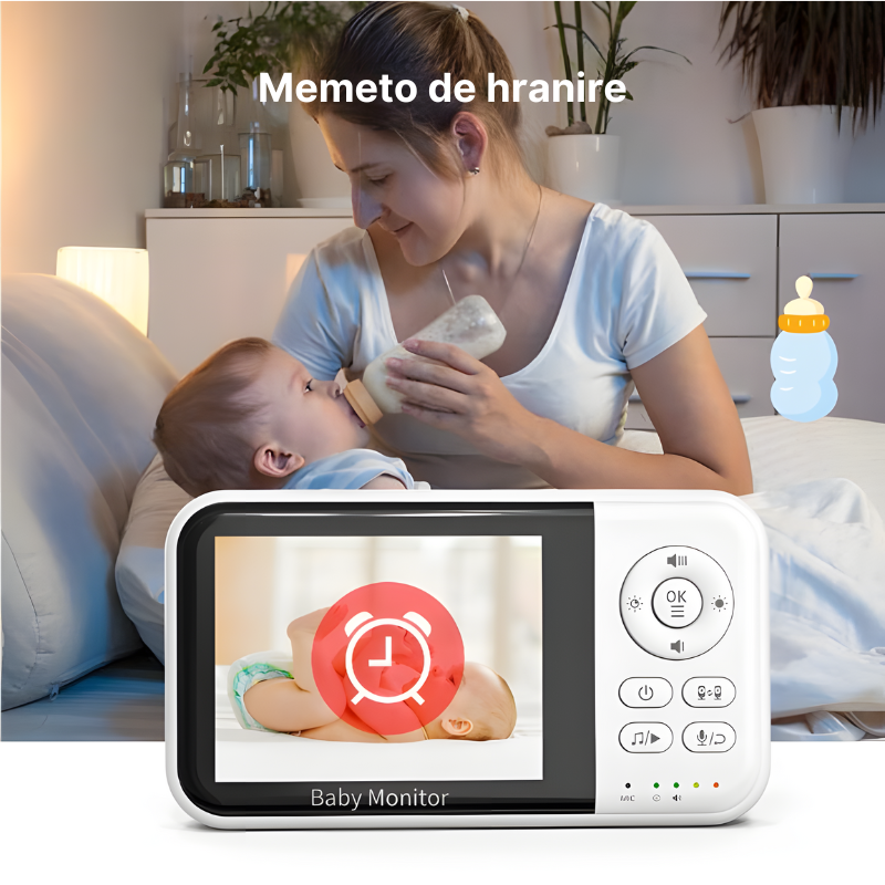 Monitor pentru bebelusi WIFI MC632B cu ecran de 3.2 inch, Vedere nocturna, Audio bidirectional, Senzor de temperatura, Mod ECO, Ceas si cronometru, Cantece de leagan, Zoom 2X, Baterie 2100 mAh [4]
