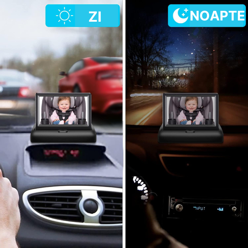 Monitor pentru masina cu camera pentru monitorizarea bebelusilor si a copiilor pentru scaunul din spate, Ecran IPS 4.3 inch, Camera Full HD 1080P cu vedere nocturna, Unghi larg 150°, Incarcare brichet [7]