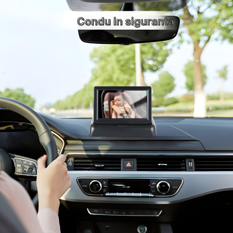 Monitor pentru masina cu camera pentru monitorizarea bebelusilor si a copiilor pentru scaunul din spate, Ecran IPS 4.3 inch, Camera Full HD 1080P cu vedere nocturna, Unghi larg 150°, Incarcare brichet [8]