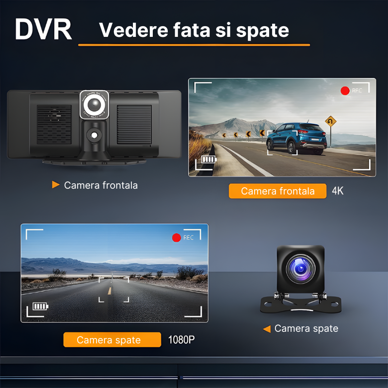 Navigatie auto multimedia C200, Apple CarPlay/Android Auto Wireless, Display tactil 10.26 inch, 2 camere-4K fata/1080P spate, Bluetooth, Mirror Link, USB, GPS/Siri, FM/AUX, Universala, Negru [6]