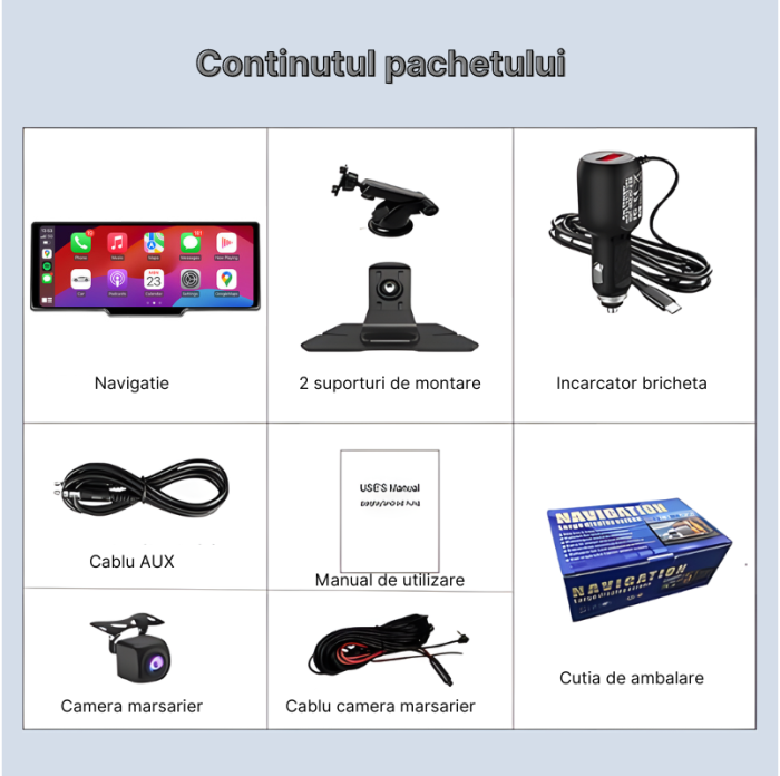 Navigatie auto multimedia MaGeCa C200, Apple CarPlay/Android Auto Wireless, Display tactil 10.26 inch, camera marsarier 1080P, Bluetooth, GPS/Siri, FM/AUX, Universala, Negru [10]