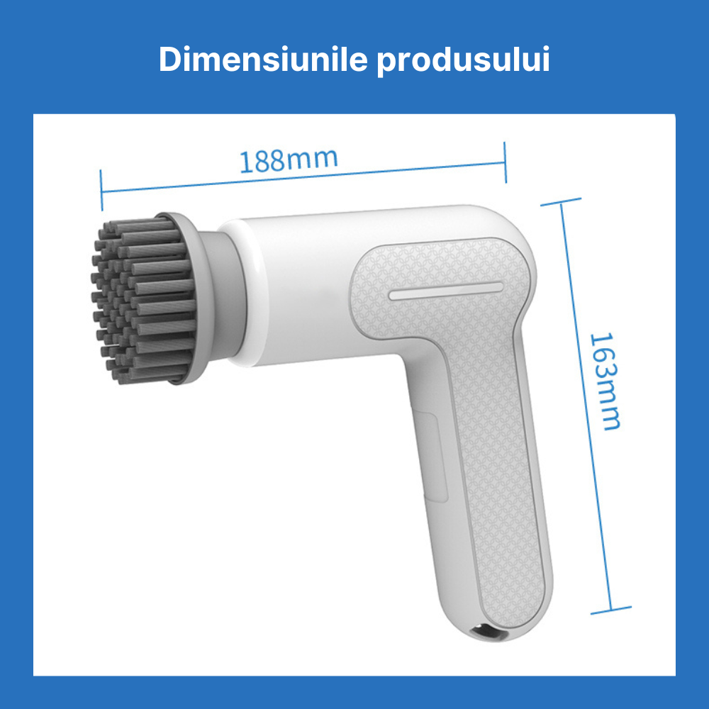 Perie electrica de curatare MaGeCa®, multifunctionala, 3 capete, rezistenta la apa, pentru uz casnic, ideala pentru bucatarie, baie, cada, chiuveta, podea, incaltaminte, incarcare USB Type-C, Alba [8]