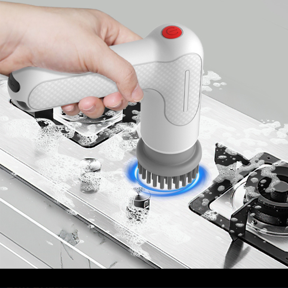 Perie electrica de curatare MaGeCa®, multifunctionala, 3 capete, rezistenta la apa, pentru uz casnic, ideala pentru bucatarie, baie, cada, chiuveta, podea, incaltaminte, incarcare USB Type-C, Alba [5]
