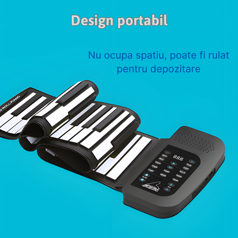 Pian pliabil multifunctional MaGeCa® cu 61 de taste, Design portabil, Functie de inregistrare, 128 de tonuri, 128 de ritmuri, 14 melodii demonstrative, Difuzor incorporat, Iesire MIDI, Negru [3]