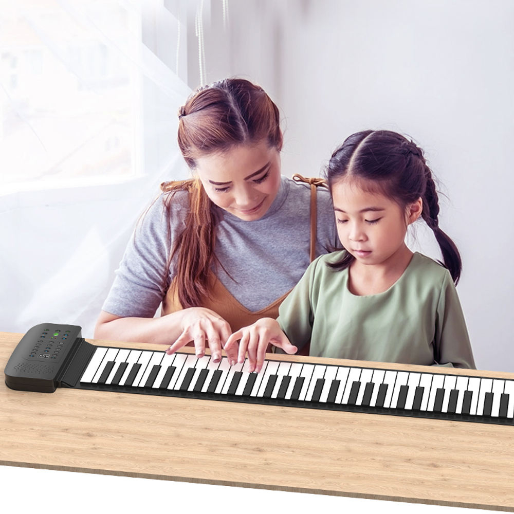 Pian pliabil multifunctional MaGeCa® cu 61 de taste, Design portabil, Functie de inregistrare, 128 de tonuri, 128 de ritmuri, 14 melodii demonstrative, Difuzor incorporat, Iesire MIDI, Negru [2]