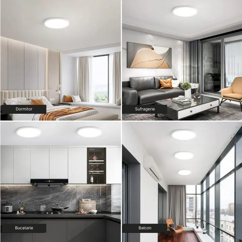 Plafoniera LED inteligenta MaGeCa®, RGB, 24W, Temperatura si intensitate lumina reglabile, Lumina calda/neutra/rece, Telecomanda, Aplicatie telefon compatibila Google Assistant/Amazon Alexa [5]