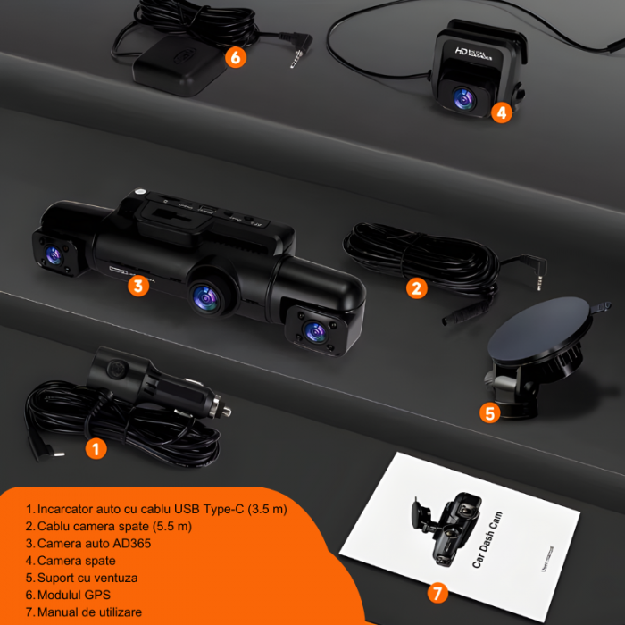 RESIGILAT - Camera auto de bord MaGeCa, Full HD 1080P, 4 canale, Vedere nocturna, WIFI, GPS, Inregistrare 4 camere simultan, Senzor de coliziune G-senzor, Inregistrare in bucla, Tehnologie WDR [9]