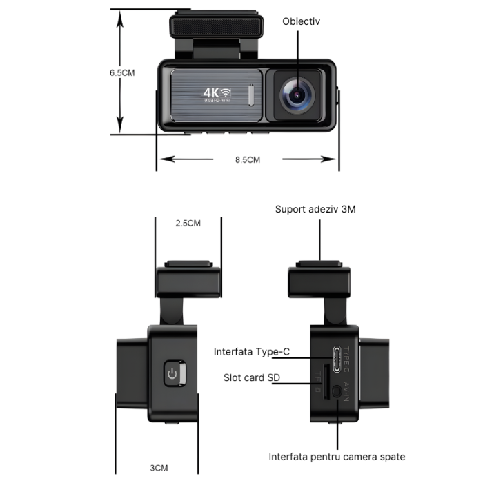 RESIGILAT - Camera auto dubla MaGeCa M6, Camera fata 4K Ultra HD + Camera spate 1080P, WIFI, Control aplicatie, Senzor de coliziune G-senzor, GPS incorporat, Inregistrare in bucla, Mod parcare, Vedere [9]