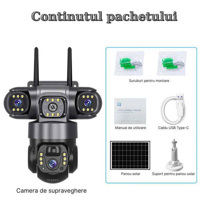 RESIGILAT - Camera de supraveghere cu panou solar MaGeCa, 4G, Cartela SIM, 6MP Full HD, 3 zone supravegheate simultan, Detectarea miscarii, Comunicare bidirectionala, Vedere nocturna, Stocare prin car [7]