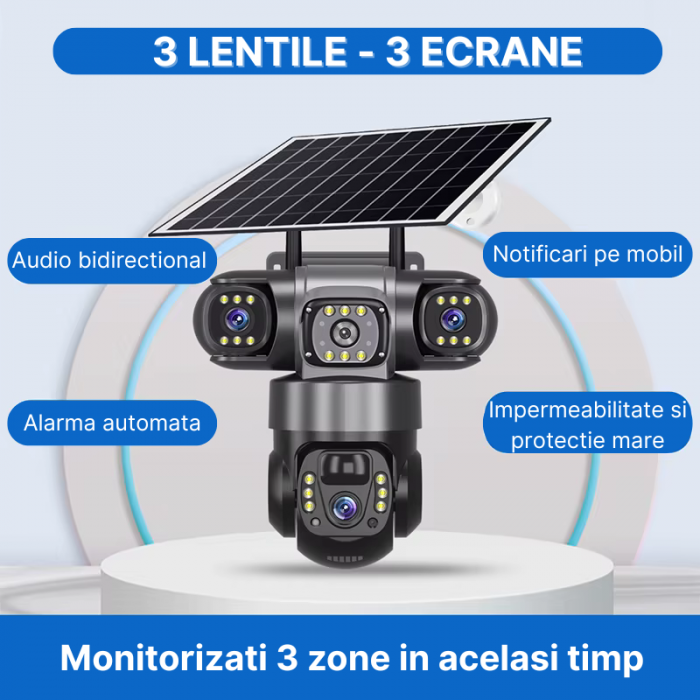RESIGILAT - Camera de supraveghere cu panou solar MaGeCa, 4G, Cartela SIM, 6MP Full HD, 3 zone supravegheate simultan, Detectarea miscarii, Comunicare bidirectionala, Vedere nocturna, Stocare prin car [5]