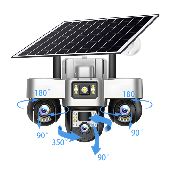 RESIGILAT - Camera de supraveghere tripla MaGeCa cu panou solar, Cartela SIM, 4G, 18MP Full HD, 3 zone supravegheate simultan, Comunicare bidirectionala, Detectarea miscarii, Vedere nocturna, Rezistan [1]