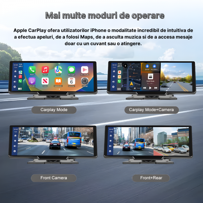 RESIGILAT - Navigatie auto multimedia C200, Apple CarPlay/Android Auto Wireless, Display tactil 10.26 inch, 2 camere-4K fata/1080P spate, Bluetooth, Mirror Link, USB, GPS/Siri, FM/AUX, Universala, Neg [4]