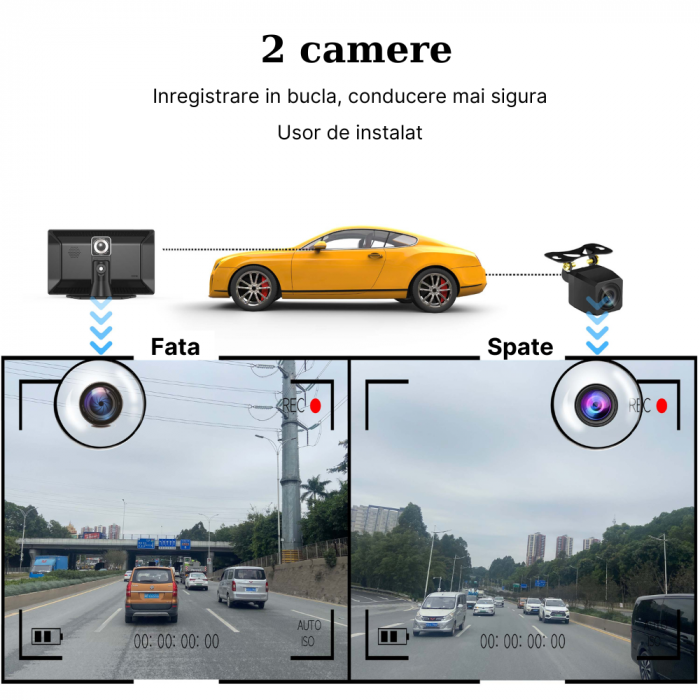 RESIGILAT - Navigatie auto multimedia MaGeCa, Apple CarPlay/Android Auto Wireless, Display tactil 9 inch, 2 camere-4K fata/1080P spate, Bluetooth, Mirror Link/Card SD/USB/AUX, Portabila, Universala, N [4]