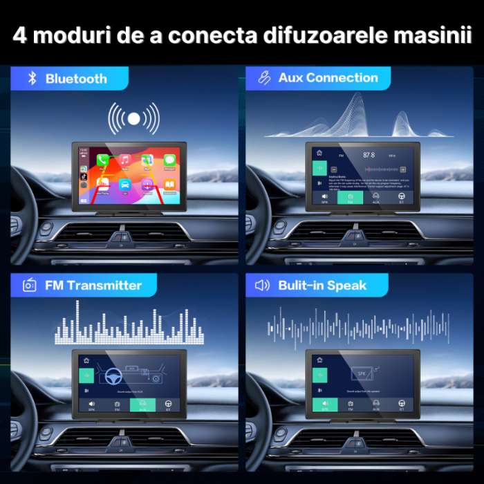 RESIGILAT - Navigatie auto multimedia MaGeCa, Apple CarPlay/Android Auto Wireless, Display tactil 9 inch, 2 camere-4K fata/1080P spate, Bluetooth, Mirror Link/Card SD/USB/AUX, Portabila, Universala, N [6]