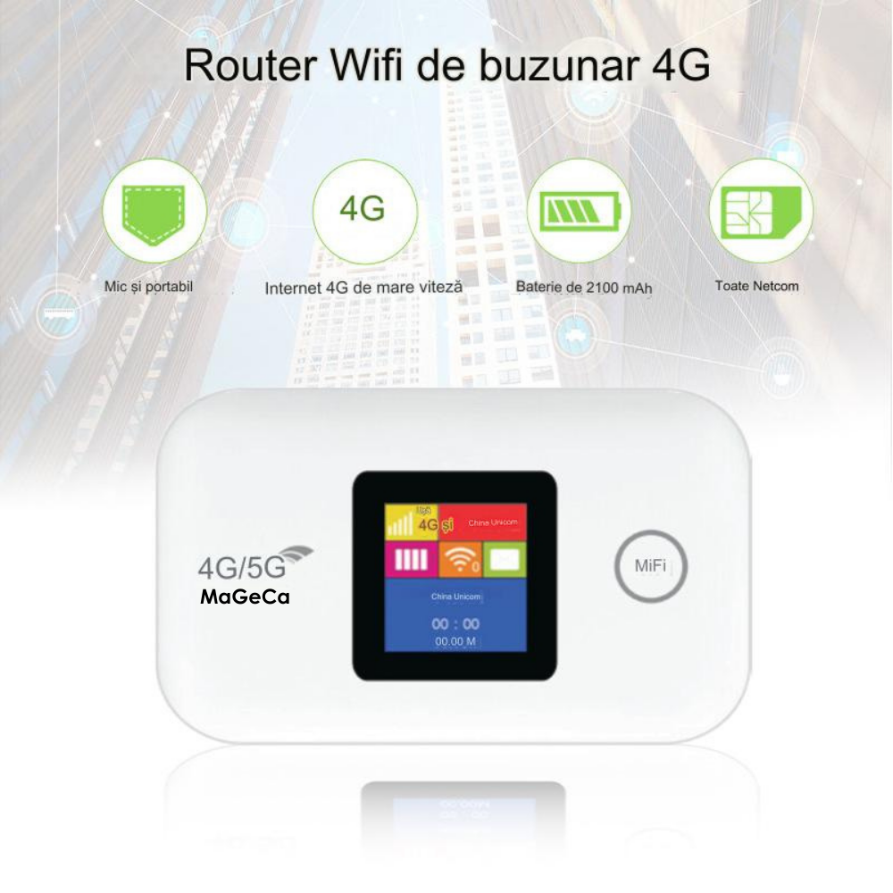 Router wireless MaGeCa® MF880, 4G LTE, 150 Mbps, Ecran color, Baterie 2100 mAh, Portabil, Alb [4]