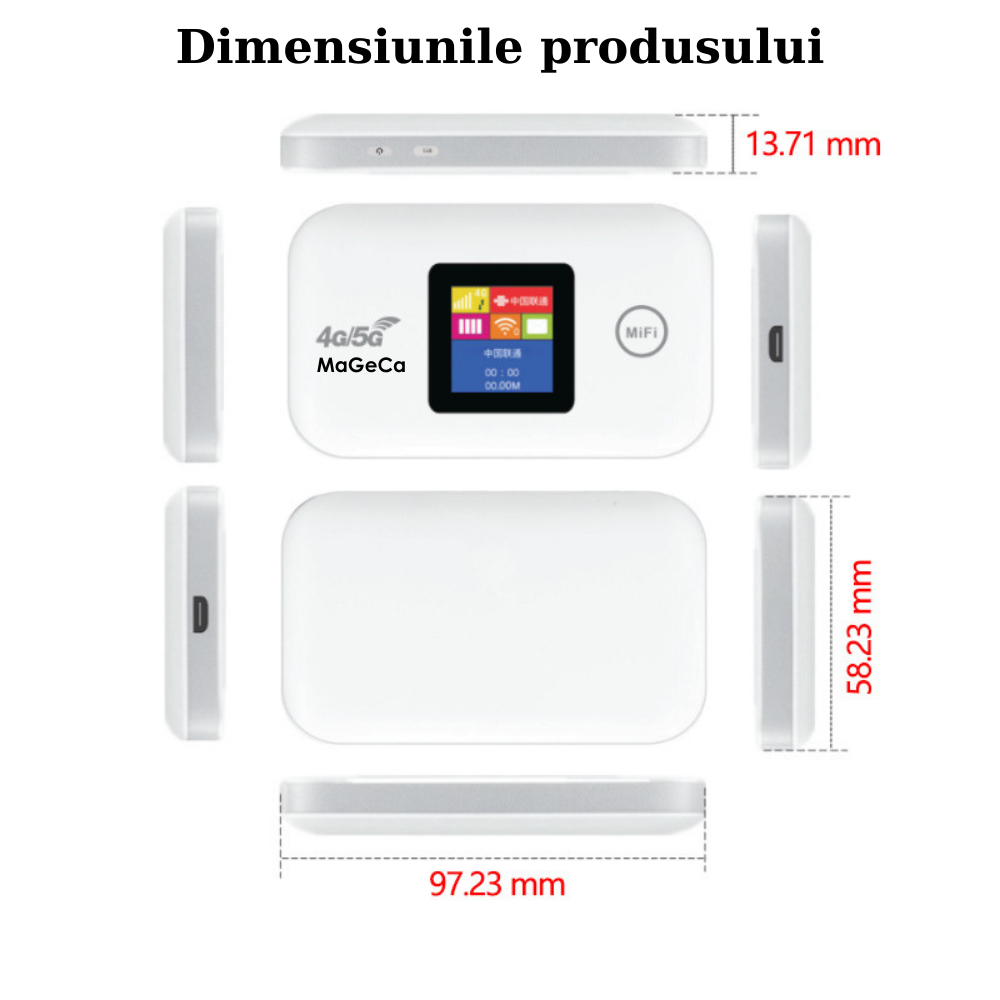 Router wireless MaGeCa® MF880, 4G LTE, 150 Mbps, Ecran color, Baterie 2100 mAh, Portabil, Alb [2]