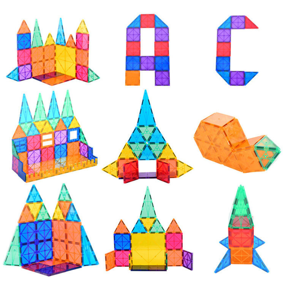 Set inteligent de constructie cu blocuri magnetice MaGeCa®, 48 de piese colorate, Magnetic Tiles 3D, Educativ si creativ, Dezvoltarea abilitatilor motrice si a imaginatiei, Numeroase posibilitati de c [4]