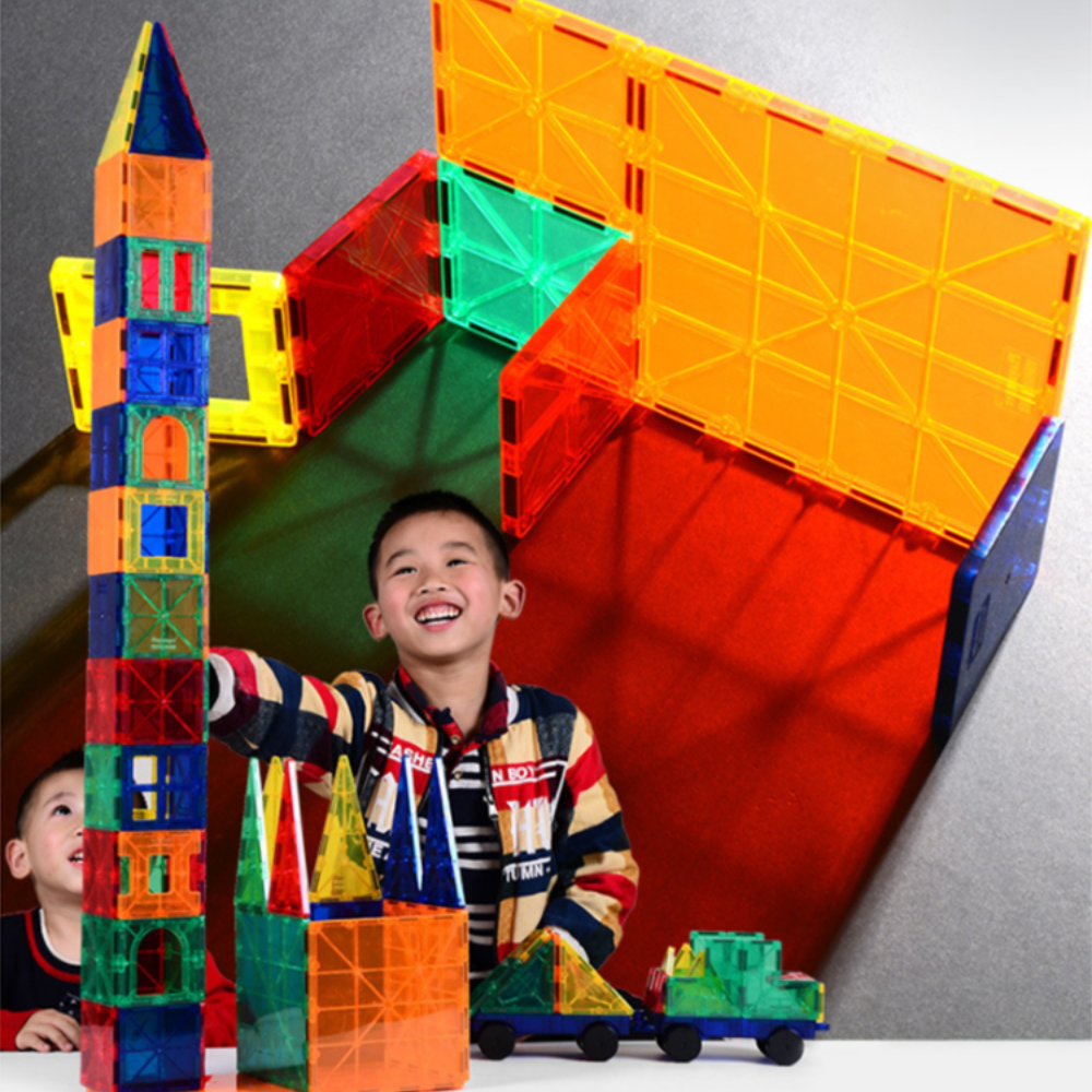Set inteligent de constructie cu blocuri magnetice MaGeCa®, 78 de piese colorate, Magnetic Tiles 3D, Educativ si creativ, Dezvoltarea abilitatilor motrice si a imaginatiei, Numeroase posibilitati de c [5]