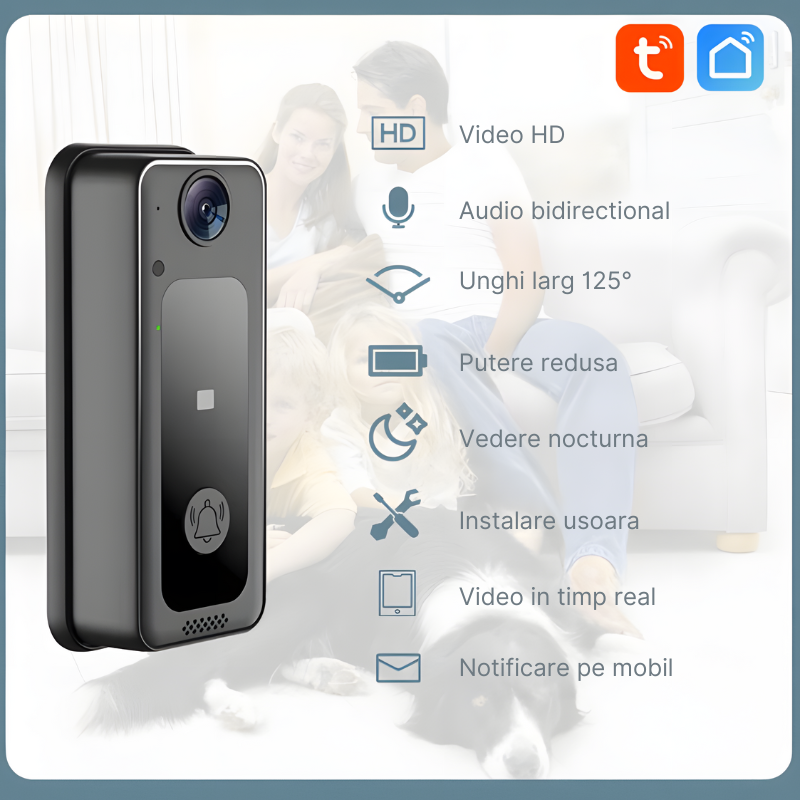 Sonerie Video Inteligenta M3 fara fir/Wireless, Comunicare bidirectionala de la distanta, Night VIsion, Rezistenta la apa, Instalare usoara fara cabluri, Aplicatie dedicata iOS si Android [2]