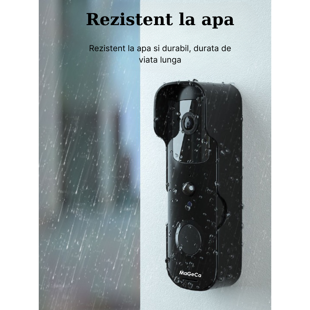 Sonerie Video Inteligenta MaGeCa® V30 fara fir/Wireless, Comunicare Bidirectionala de la distanta, Video Interfon HD, Night VIsion, Rezistenta la apa, Aplicatie dedicata iOS si Android, 2 baterii incl [2]