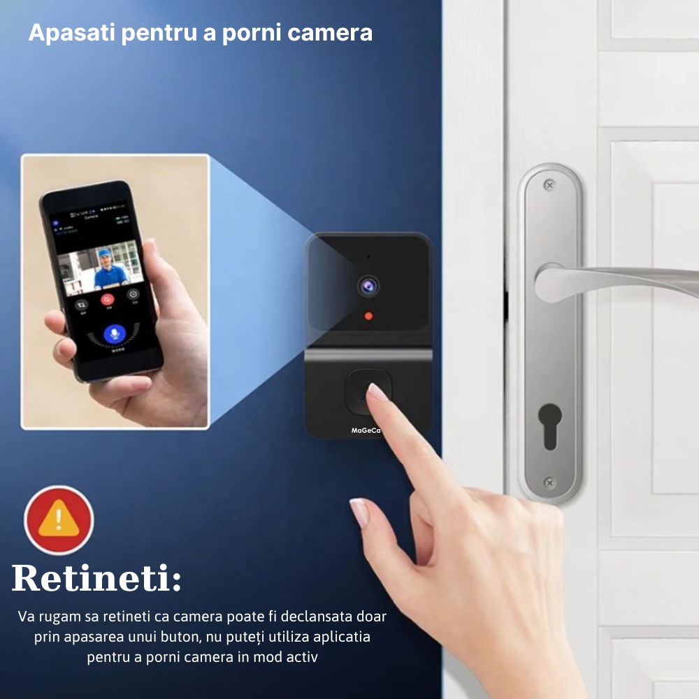Sonerie Video Inteligenta MaGeCa® Z30 fara fir/Wireless, Convorbire Bidirectionala, Video Interfon HD, Night VIsion [4]