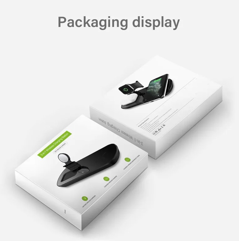 Statie de incarcare wireless MaGeCa® 3 in 1 pentru iPhone / Apple Watch / AirPods, Incarcare rapida Quick Charge 3.0 - negru [3]
