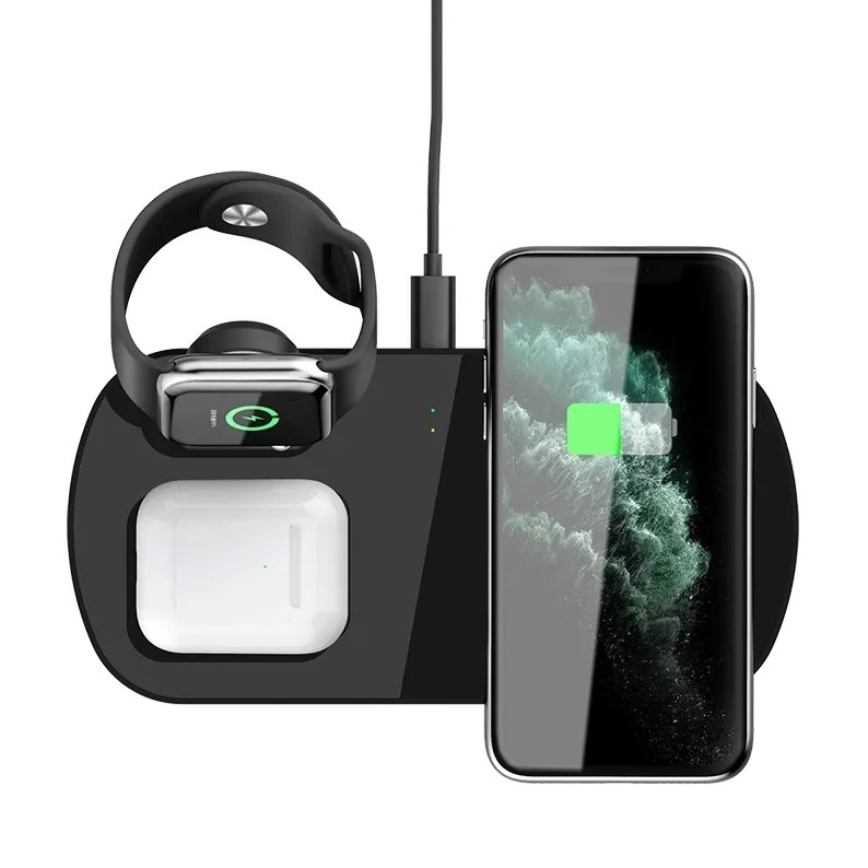 Statie de incarcare wireless MaGeCa® 3 in 1 pentru iPhone / Apple Watch / AirPods, Incarcare rapida Quick Charge 3.0 - negru [4]