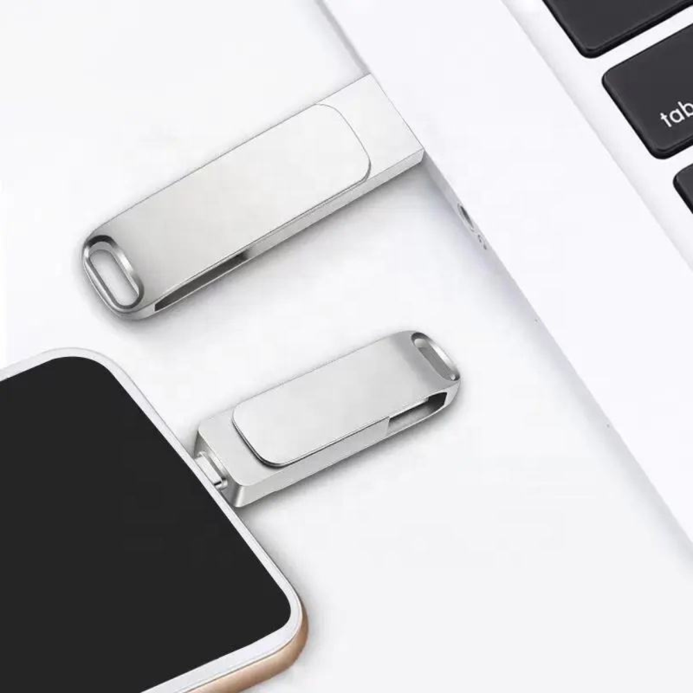 Stick de memorie metalic MaGeCa® 64 GB, 2 in 1, Rotire 360°, USB 3.0/ USB Type-C, Compatibil cu dispozitive cu port Type C, Compatibilitate OTG, High Speed, Argintiu [4]