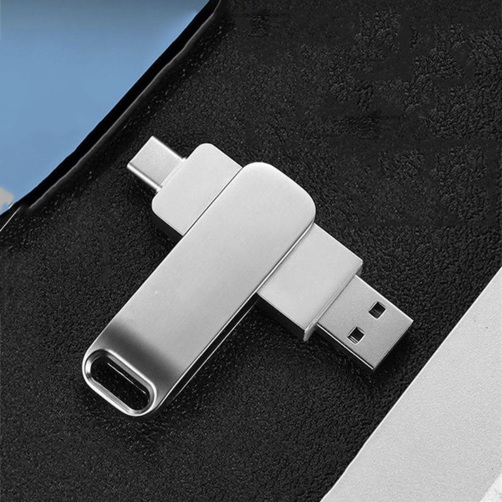 Stick de memorie metalic MaGeCa® 64 GB, 2 in 1, Rotire 360°, USB 3.0/ USB Type-C, Compatibil cu dispozitive cu port Type C, Compatibilitate OTG, High Speed, Argintiu [5]