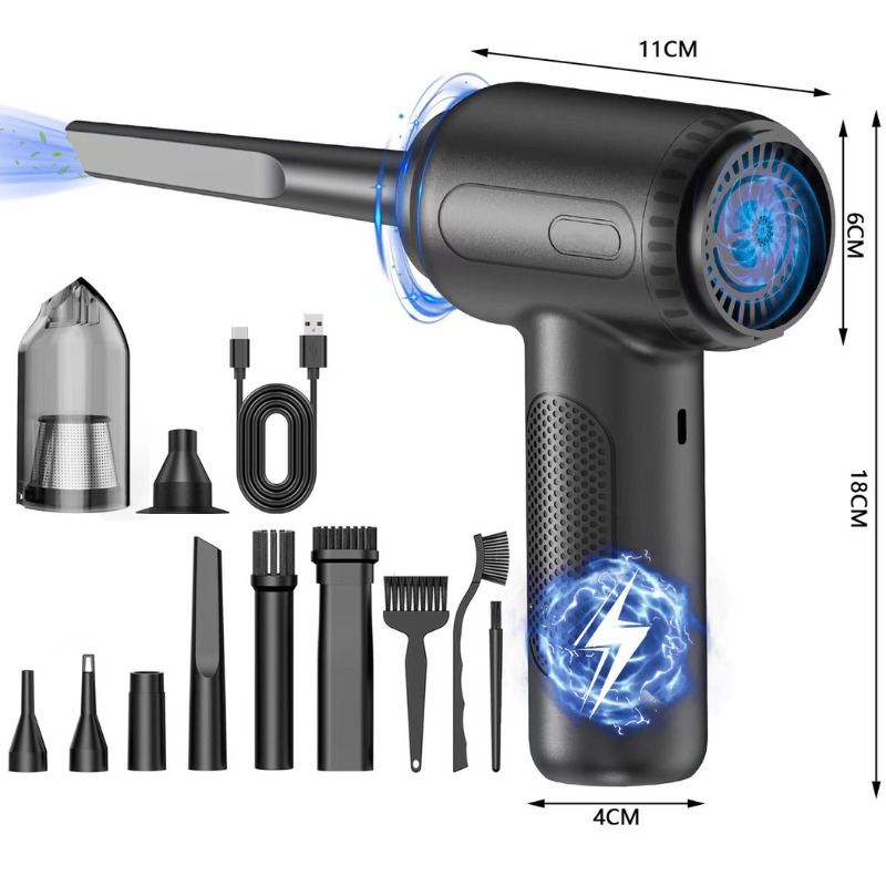 Suflanta aer si aspirator MaGeCa® 2 in 1, fara fir, multiple accesorii, lanterna LED, 3 trepte de viteza, pentru casa si masina, incarcare USB-C, 68 W [9]