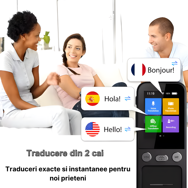 Translator inteligent MaGeCa® T16, Traducere vocala bidirectionala in 137 de limbi online si offline, Traducator text, fotografii in 55 de limbi, WIFI, Ecran tactil 2.4 inchi, 8Gb, Negru [3]