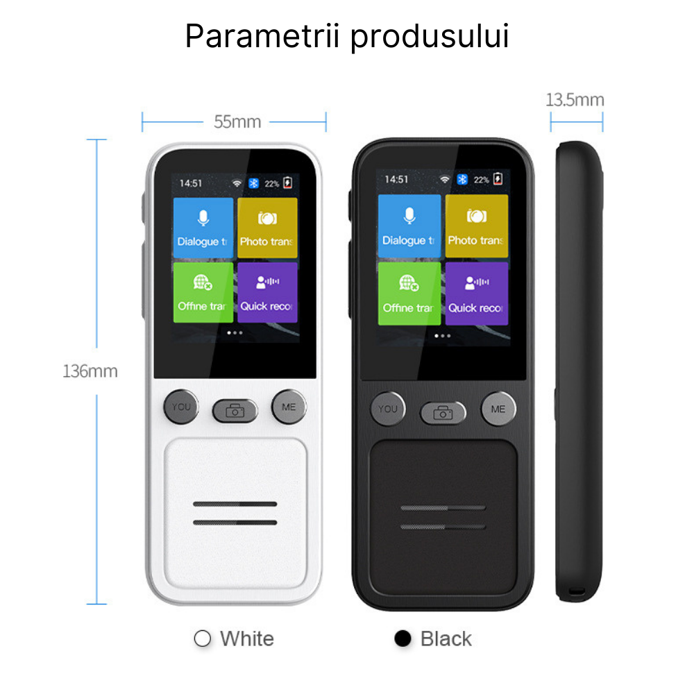 Translator inteligent MaGeCa® T16, Traducere vocala bidirectionala in 137 de limbi online si offline, Traducator text, fotografii in 55 de limbi, WIFI, Ecran tactil 2.4 inchi, 8Gb, Negru [11]