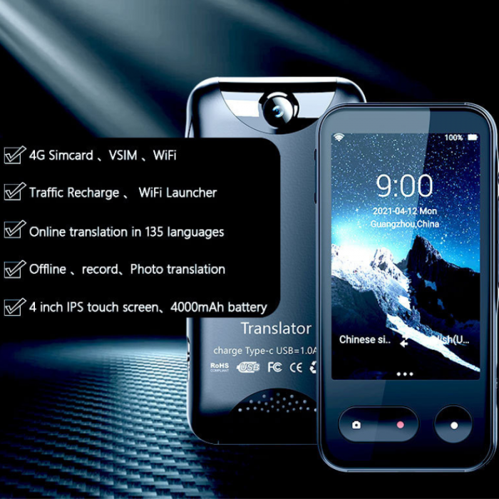 Translator intelligent MaGeCa T7, 4G, WIFI, Bluetooth, HotSpot, Inteligenta artificiala AI ChatGPT, Traducere vocala bidirectionala in 135 de limbi, Traducere foto in 57 de limbi, Traducere text, Ecra [2]