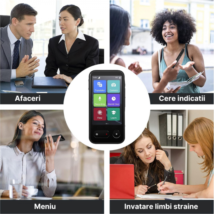 Translator intelligent MaGeCa T7, 4G, WIFI, Bluetooth, HotSpot, Inteligenta artificiala AI ChatGPT, Traducere vocala bidirectionala in 135 de limbi, Traducere foto in 57 de limbi, Traducere text, Ecra [7]