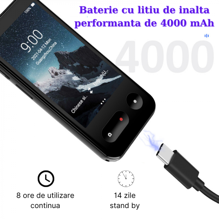 Translator intelligent MaGeCa T7, 4G, WIFI, Bluetooth, HotSpot, Inteligenta artificiala AI ChatGPT, Traducere vocala bidirectionala in 135 de limbi, Traducere foto in 57 de limbi, Traducere text, Ecra [6]