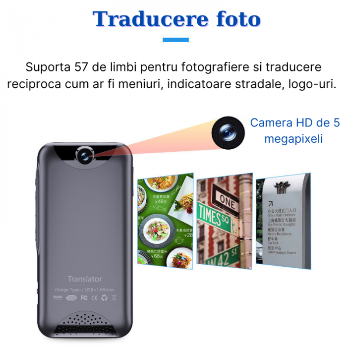 Translator intelligent MaGeCa T7, 4G, WIFI, Bluetooth, HotSpot, Inteligenta artificiala AI ChatGPT, Traducere vocala bidirectionala in 135 de limbi, Traducere foto in 57 de limbi, Traducere text, Ecra [5]