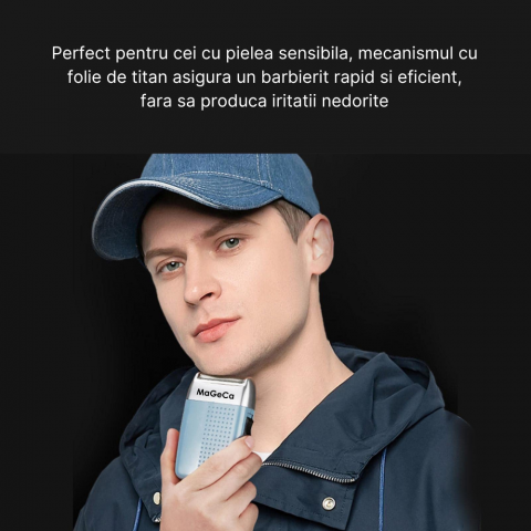 Aparat de ras profesional MaGeCa® cu acumulator, shaver si trimmer, rezistent la apa, impermeabil IPx7, folie titan 55 mm anti-iritare, incarcare USB, putere 5W [3]