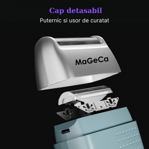 Aparat de ras profesional MaGeCa® cu acumulator, shaver si trimmer, rezistent la apa, impermeabil IPx7, folie titan 55 mm anti-iritare, incarcare USB, putere 5W [5]