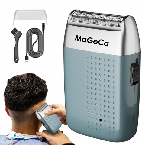 Aparat de ras profesional MaGeCa® cu acumulator, shaver si trimmer, rezistent la apa, impermeabil IPx7, folie titan 55 mm anti-iritare, incarcare USB, putere 5W [0]