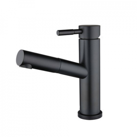 Sanitare - Baterie chiuveta MaGeCa® cu dus extractabil din otel inoxidabil, Racorduri si accesorii incluse, Cartus ceramic, Design modern, Negru