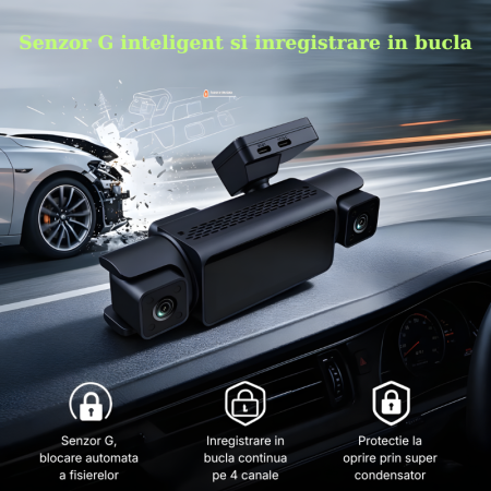 Camera auto cu 4 canale MaGeCa, 4K fata si 1080P stanga/dreapta/spate, WIFI, Control aplicatie, Senzor de coliziune G-senzor, GPS incorporat, Inregistrare in bucla, Mod parcare, Vedere nocturna, Tehno [6]