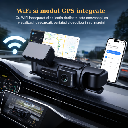 Camera auto cu 4 canale MaGeCa, 4K fata si 1080P stanga/dreapta/spate, WIFI, Control aplicatie, Senzor de coliziune G-senzor, GPS incorporat, Inregistrare in bucla, Mod parcare, Vedere nocturna, Tehno [2]