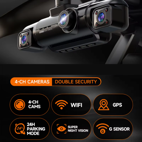 Camera auto de bord MaGeCa, Full HD 1080P, 4 canale, Vedere nocturna, WIFI, GPS, Inregistrare 4 camere simultan, Senzor de coliziune G-senzor, Inregistrare in bucla, Tehnologie WDR [9]